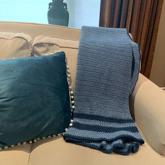VINTAGE Handmade Knit Throw - Picture 1 of 7